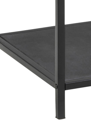 Seaford Narrow Black Metal Bookcase with 3 Glass Shelves