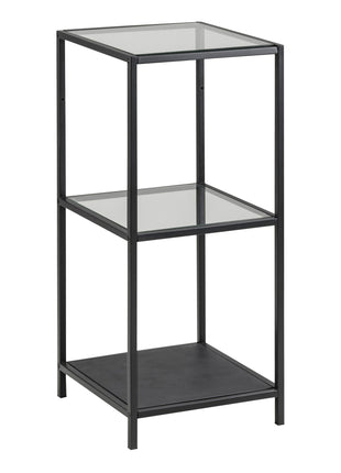 Seaford Narrow Black Metal Bookcase with 2 Glass Shelves