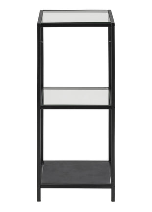 Seaford Narrow Black Metal Bookcase with 2 Glass Shelves