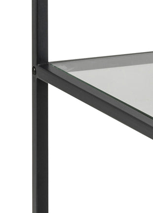 Seaford Narrow Black Metal Bookcase with 2 Glass Shelves