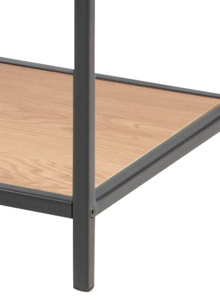 Seaford Wide Black Metal Bookcase with 4 Oak Shelves