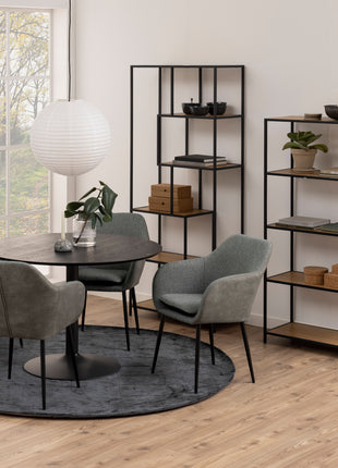 Seaford Tall Black Metal Bookcase with 5 Oak Shelves