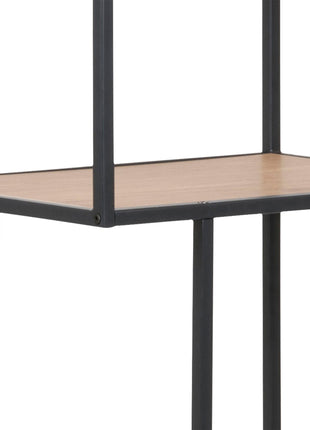 Seaford Tall Black Metal Bookcase with 5 Oak Shelves