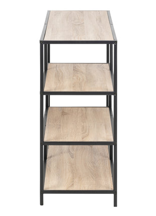 Seaford Wide Black Metal Bookcase with 4 Sonoma Oak Shelves