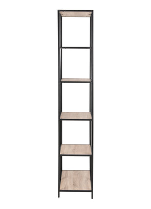 Seaford Tall Black Metal Bookcase with 5 Sonoma Oak Shelves