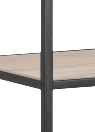 Seaford Tall Black Metal Bookcase with 5 Sonoma Oak Shelves