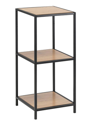 Seaford Narrow Black Metal Bookcase with 2 Oak Shelves