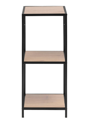 Seaford Narrow Black Metal Bookcase with 2 Oak Shelves