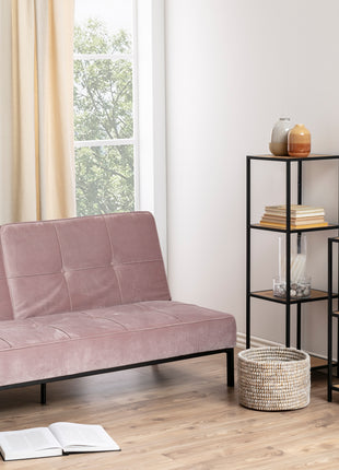 Seaford Narrow Black Metal Bookcase with 3 Oak Shelves