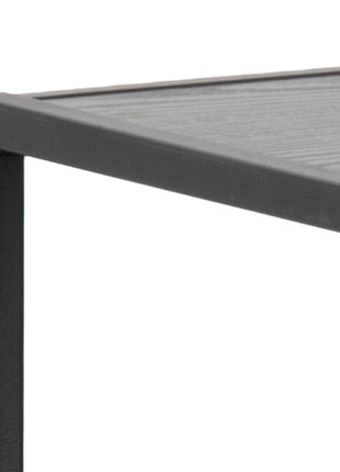 Seaford Wide Black Metal Bookcase with 4 Black Oak Shelves