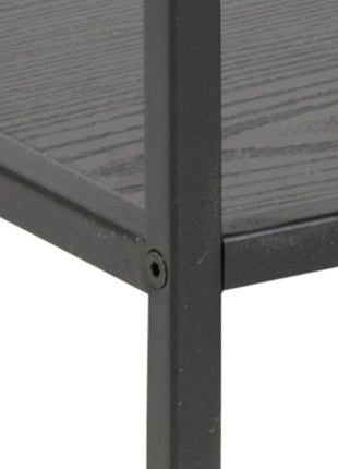 Seaford Wide Black Metal Bookcase with 4 Black Oak Shelves