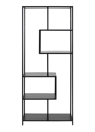 Seaford Tall Black Metal Bookcase with 5 Black Shelves