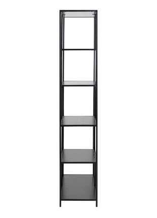 Seaford Tall Black Metal Bookcase with 5 Black Shelves