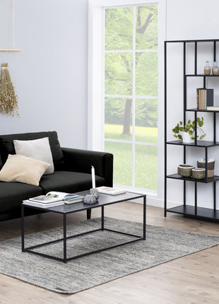 Seaford Tall Black Metal Bookcase with 5 Black Shelves
