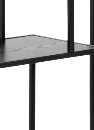 Seaford Tall Black Metal Bookcase with 5 Black Shelves