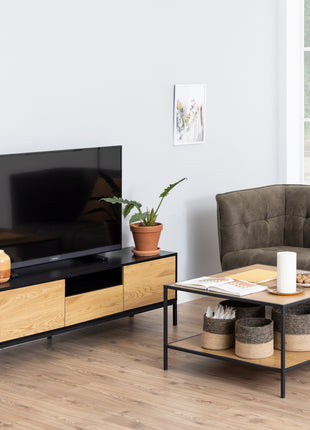Seaford TV Unit 2 Doors 1 Drawer in Black & Oak