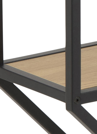 Seaford Octagonal Metal Wall Shelf in Black & Oak