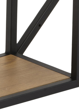 Seaford Octagonal Metal Wall Shelf in Black & Oak