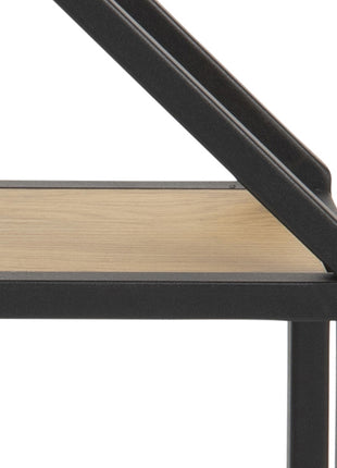 Seaford Octagonal Metal Wall Shelf in Black & Oak