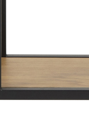 Seaford Octagonal Metal Wall Shelf in Black & Oak