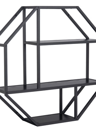 Seaford Octagonal Metal Wall Shelf in Black