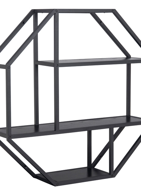 Seaford Octagonal Metal Wall Shelf in Black