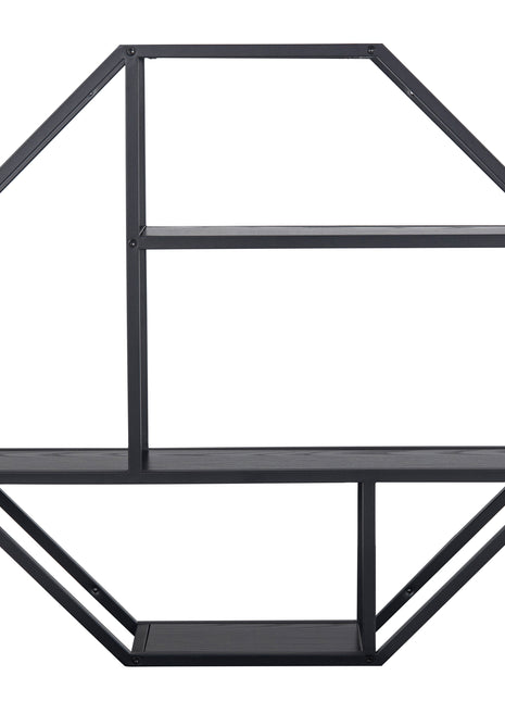 Seaford Octagonal Metal Wall Shelf in Black