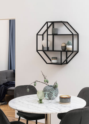 Seaford Octagonal Metal Wall Shelf in Black