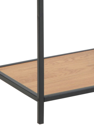 Seaford Tall Black Metal Bookcase with 5 Shelves in Oak