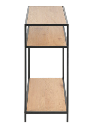 Seaford Console Table, 2 Shelves in Black and Oak
