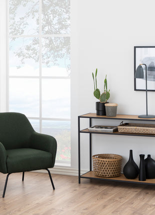 Seaford Console Table, 2 Shelves in Black and Oak