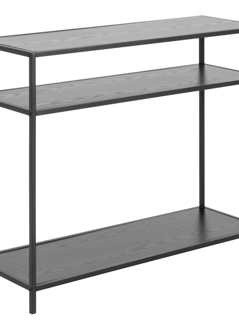 Seaford Console Table with 2 Shelves in Black