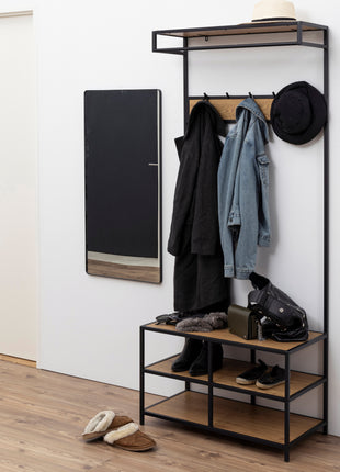 Seaford Clothes Rack with 3 Shelves in Black and Oak