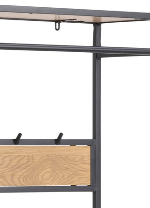 Seaford Clothes Rack with 3 Shelves in Black and Oak