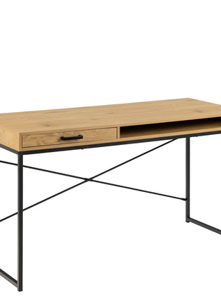 Seaford Office Desk with 1 Drawer in Black and Oak