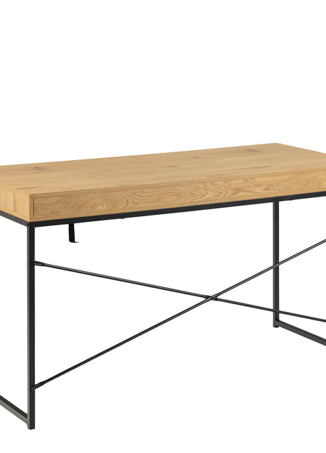 Seaford Office Desk with 1 Drawer in Black and Oak