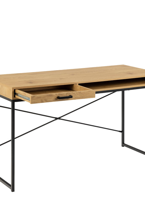 Seaford Office Desk with 1 Drawer in Black and Oak