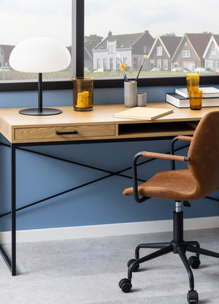 Seaford Office Desk with 1 Drawer in Black and Oak