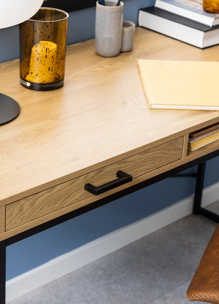 Seaford Office Desk with 1 Drawer in Black and Oak