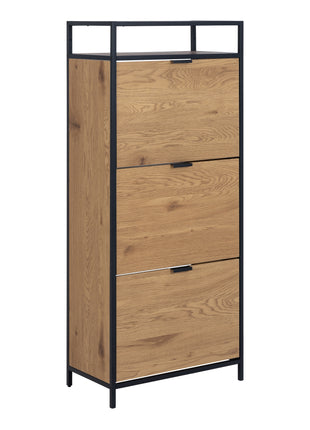 Seaford Shoe Cabinet in Black and Oak