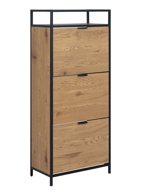 Seaford Shoe Cabinet in Black and Oak