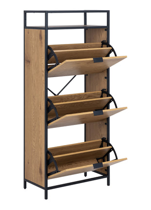 Seaford Shoe Cabinet in Black and Oak