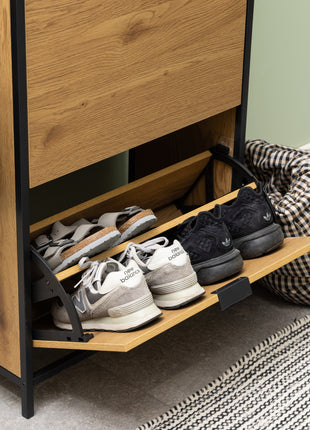 Seaford Shoe Cabinet in Black and Oak