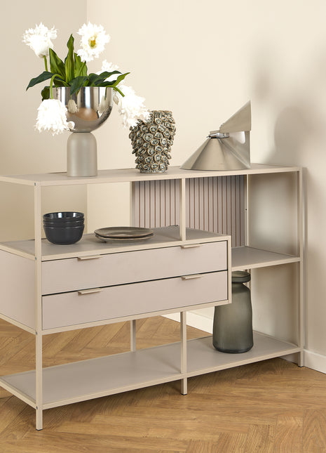 Seaford Grey Storage Unit with 2 Drawers and 3 Shelves