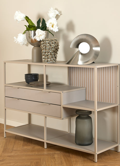 Seaford Grey Storage Unit with 2 Drawers and 3 Shelves