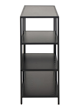 Seaford Wide Ash Black Metal Bookcase With 4 Black Ash Shelves