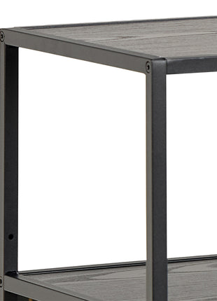 Seaford Wide Ash Black Metal Bookcase With 4 Black Ash Shelves