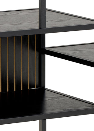 Seaford Wide Ash Black Metal Bookcase With 4 Black Ash Shelves