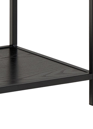 Seaford Wide Ash Black Metal Bookcase With 4 Black Ash Shelves