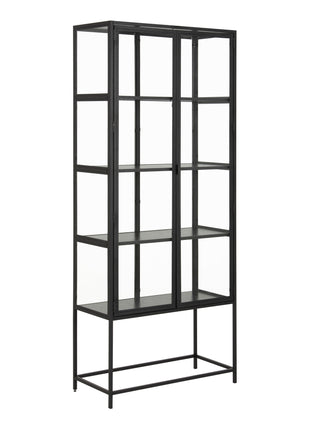 Seaford Tall Black Metal 2 Door Display Cabinet